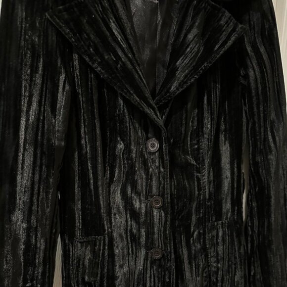 Guess Jeans Glamour Black Crushed Velvet Duster Trench Coat - Picture 9 of 15